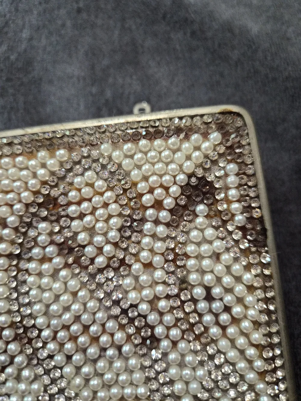 Kate Landry Crystal Embellished Beige and Irradecent Women’s Clutch